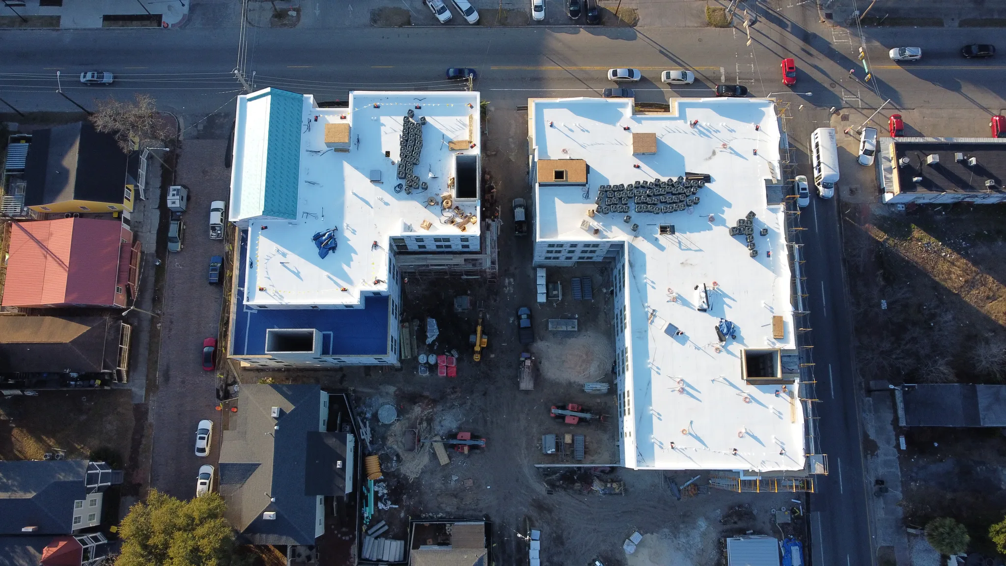 Aerial of an office building roof