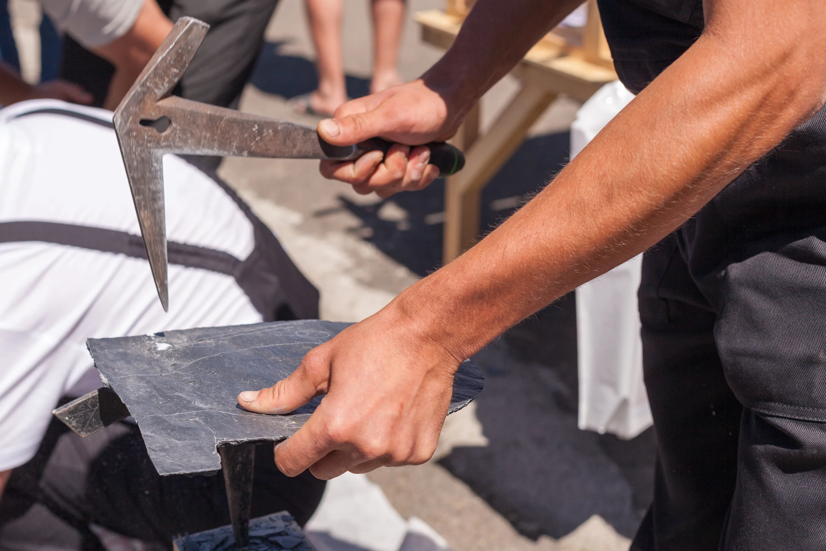 A slater dressing slate on the deck